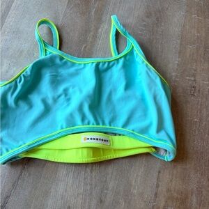Honeycut Aqua and Neon Green Sports Bra top